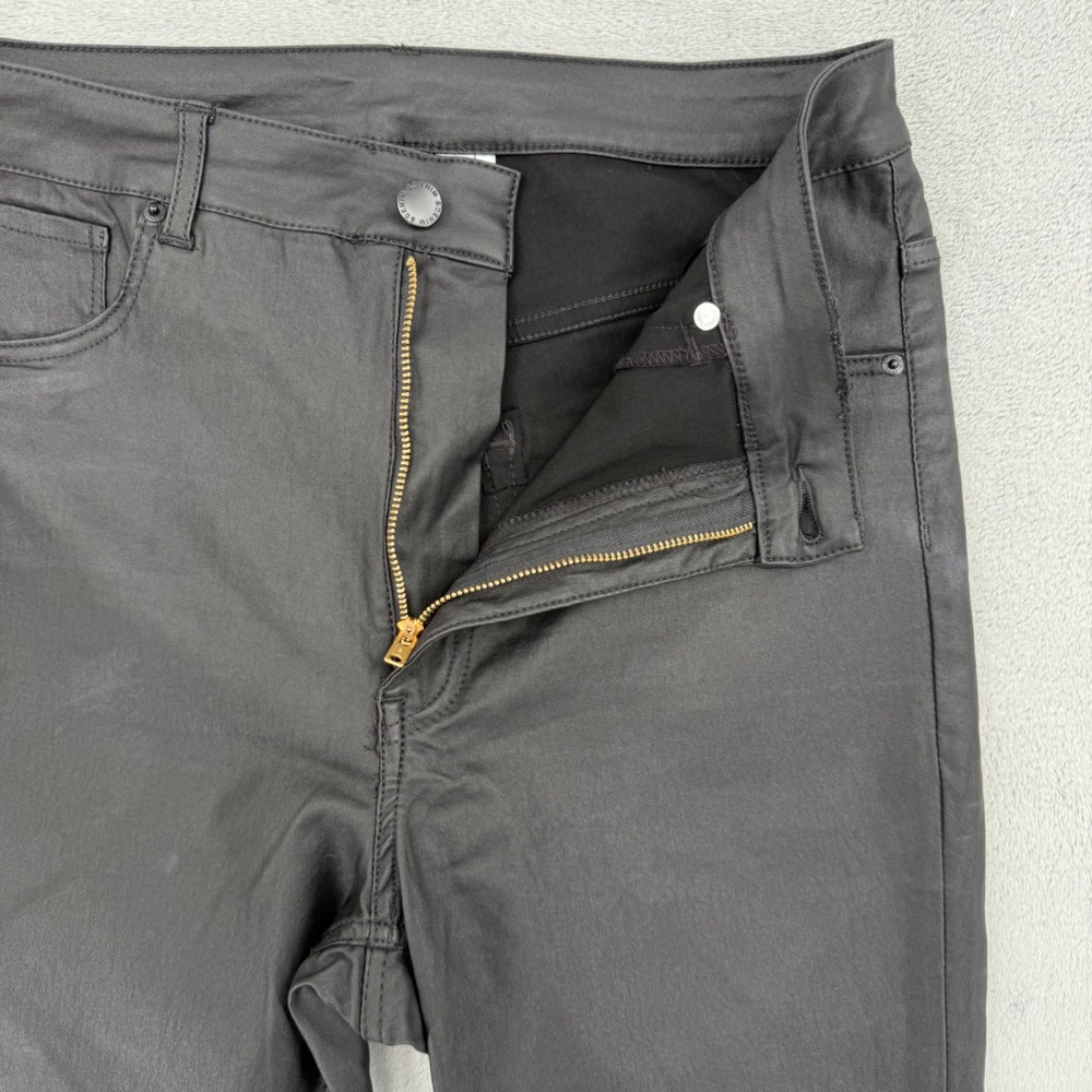 H&M &Denim Curvy Jeggings Women's Size 12 Ultra High Waist Coated Black Ankle - Picture 3 of 14